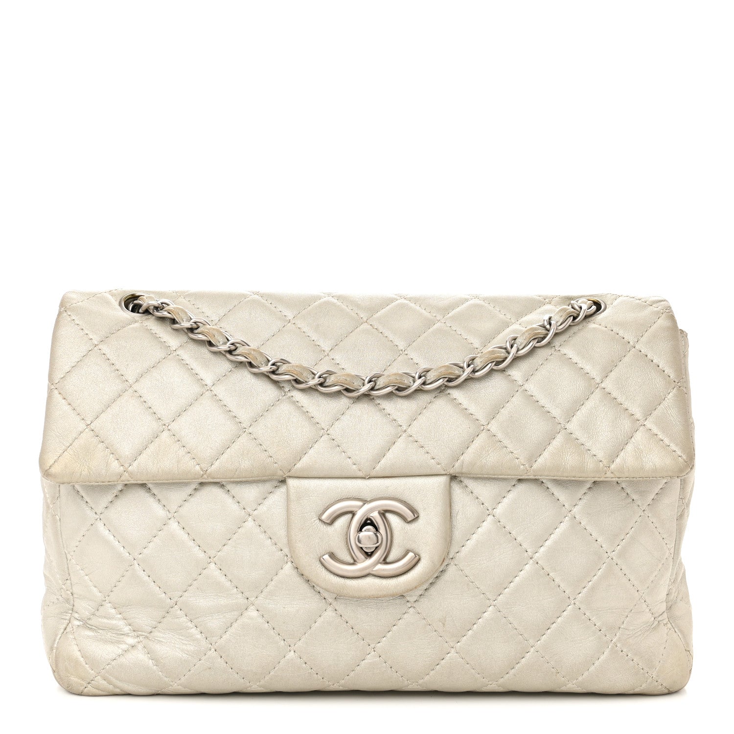 Chanel Metallic Lambskin Quilted Maxi Single Flap Silver 1 of 14