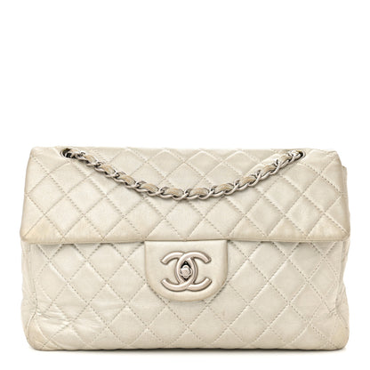 Chanel Metallic Lambskin Quilted Maxi Single Flap Silver 1 of 14