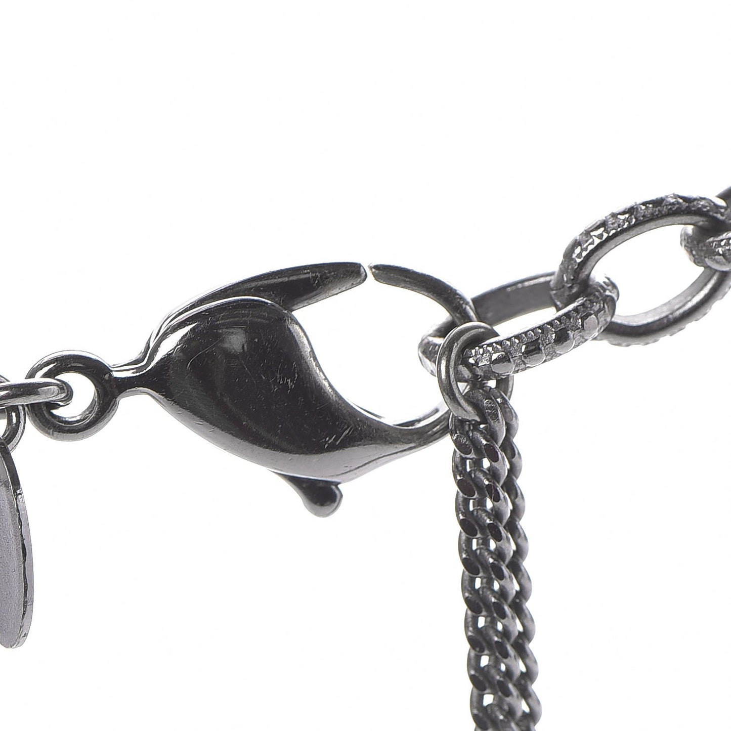Pearl Enamel Bead CC Necklace Ruthenium Black Silver