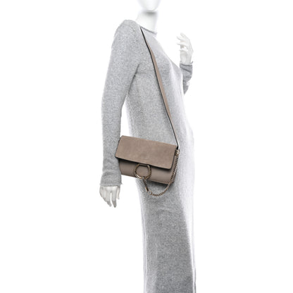 Chloe Suede Calfskin Small Faye Shoulder Bag Motty Grey 2 of 10