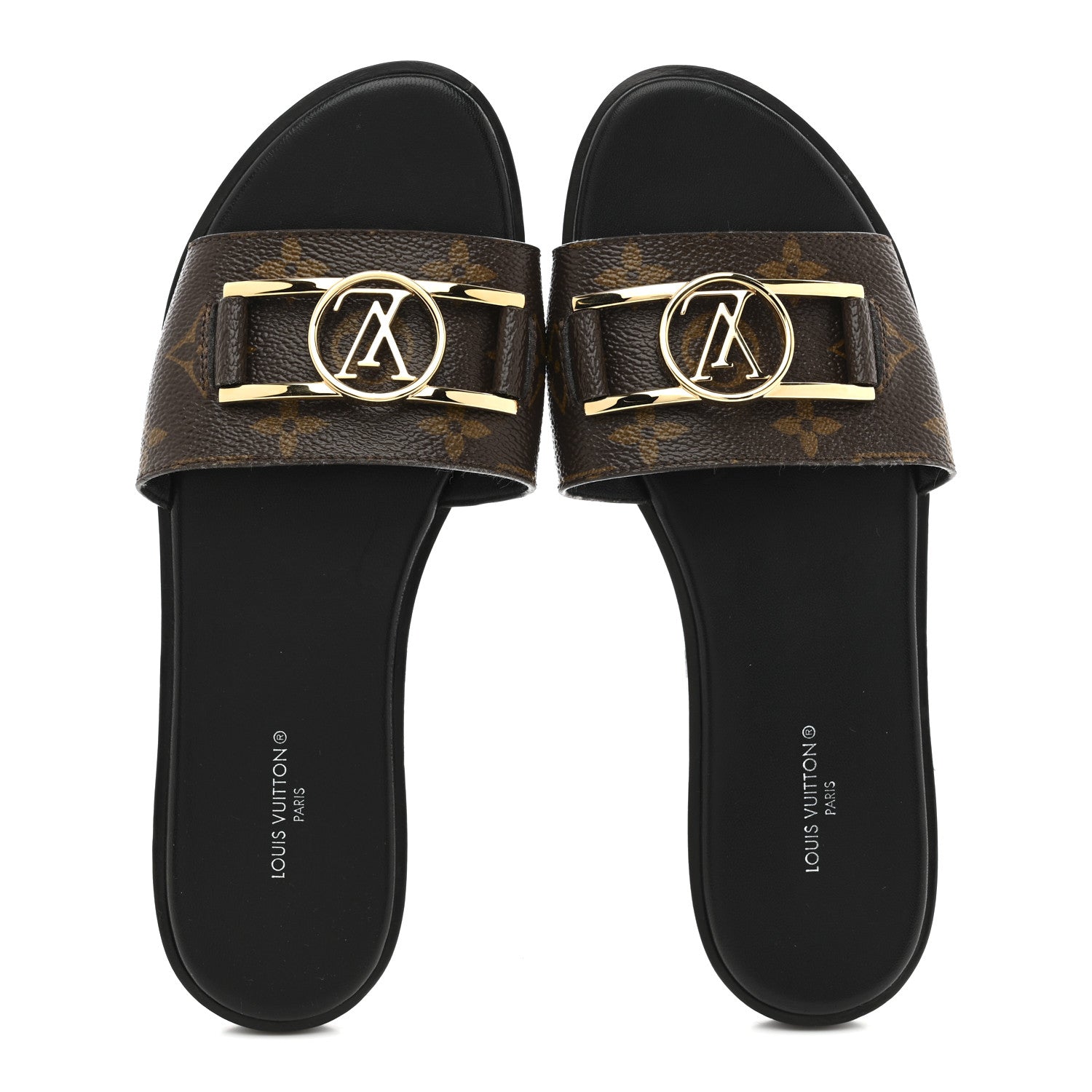 Louis Vuitton Patent Monogram Lock It Flat Mules 36.5 1798935