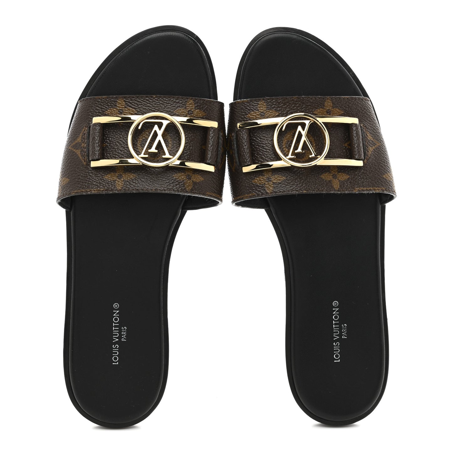Patent Monogram Lock It Flat Mules 36.5
