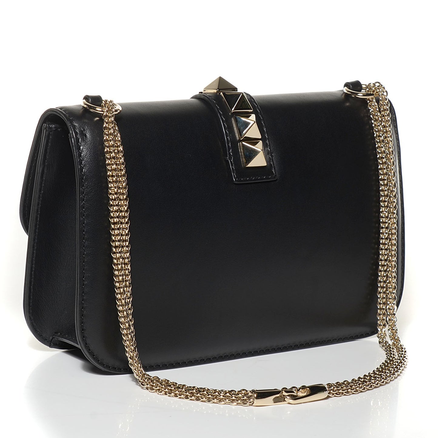 Vitello Medium Glam Lock Rockstud Flap Black