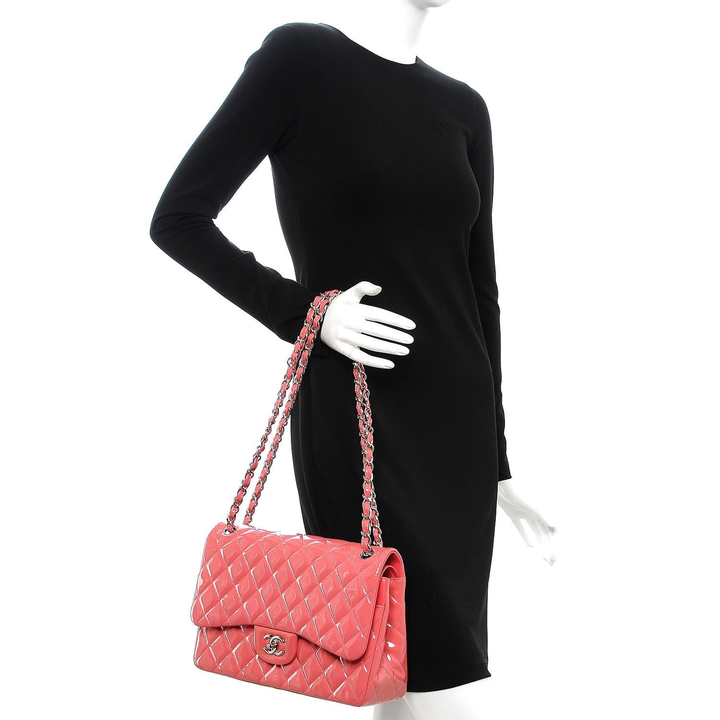 Patent Quilted Jumbo Double Flap Pink