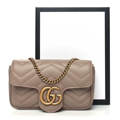 Gucci Calfskin Matelasse Super Mini GG Marmont Shoulder Bag Porcelain Rose 11 of 11