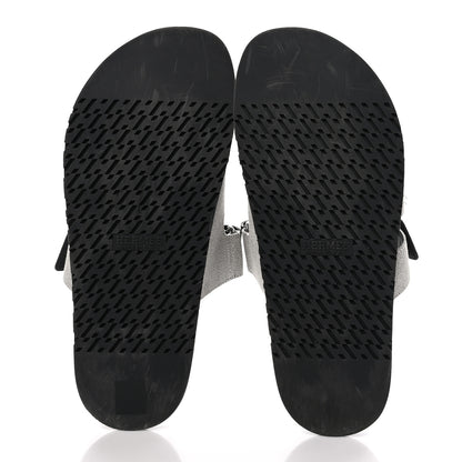 Hermes H Canvas Calfskin Mens Chypre Sandals 40 Prunoir Black 5 of 8