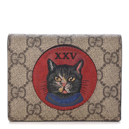 Gucci Soft GG Supreme Monogram Mystic Cat Card Case Wallet 1 of 7