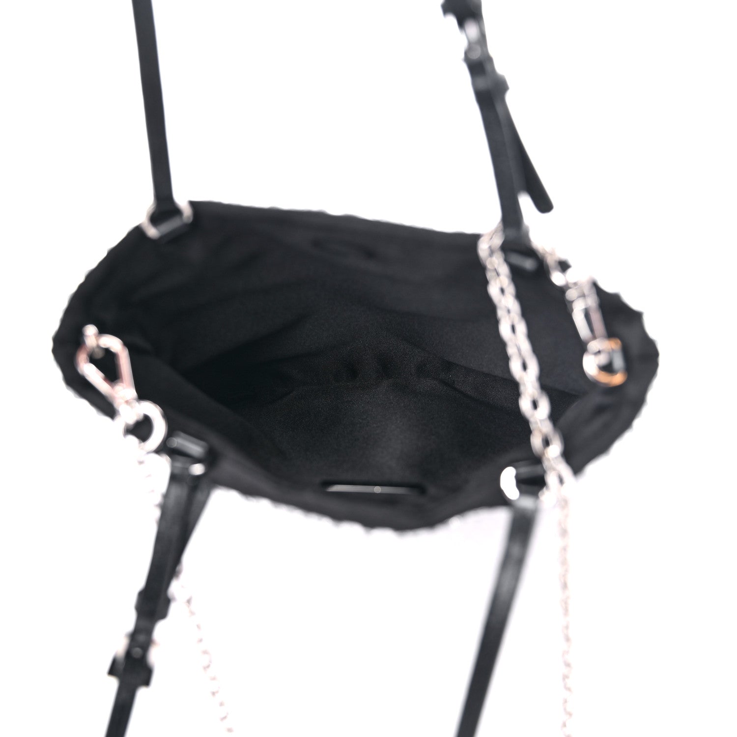 Prada Satin Crystal Metal Triangle Logo Chain Crossbody Handbag Cristal 5 of 8