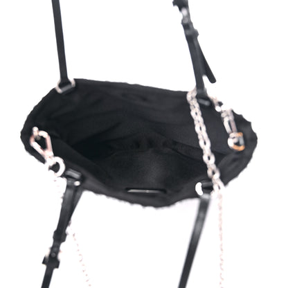 Prada Satin Crystal Metal Triangle Logo Chain Crossbody Handbag Cristal 5 of 8