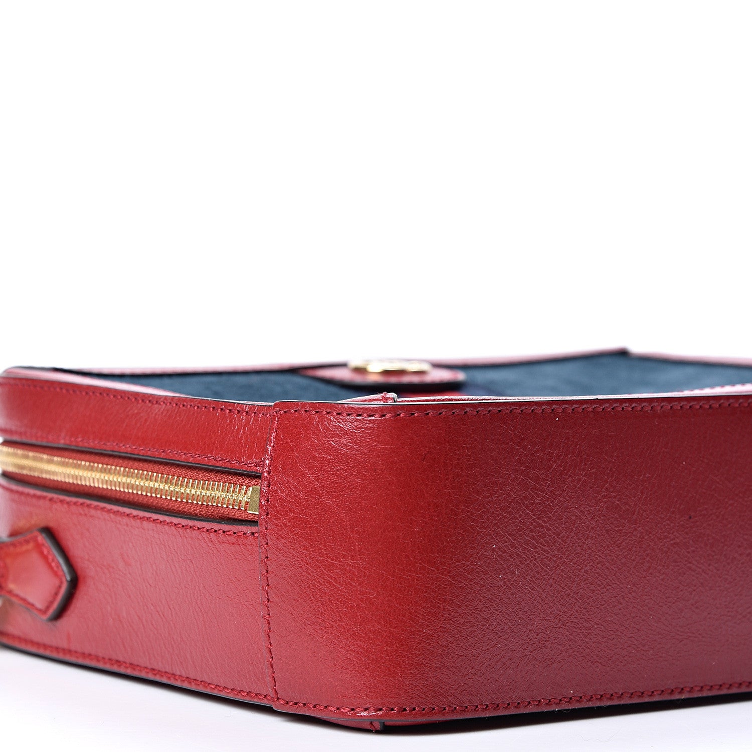 Gucci Suede Calfskin Web Small Ophidia Top Handle Shoulder Bag New Blue Romantic Cherry 8 of 9