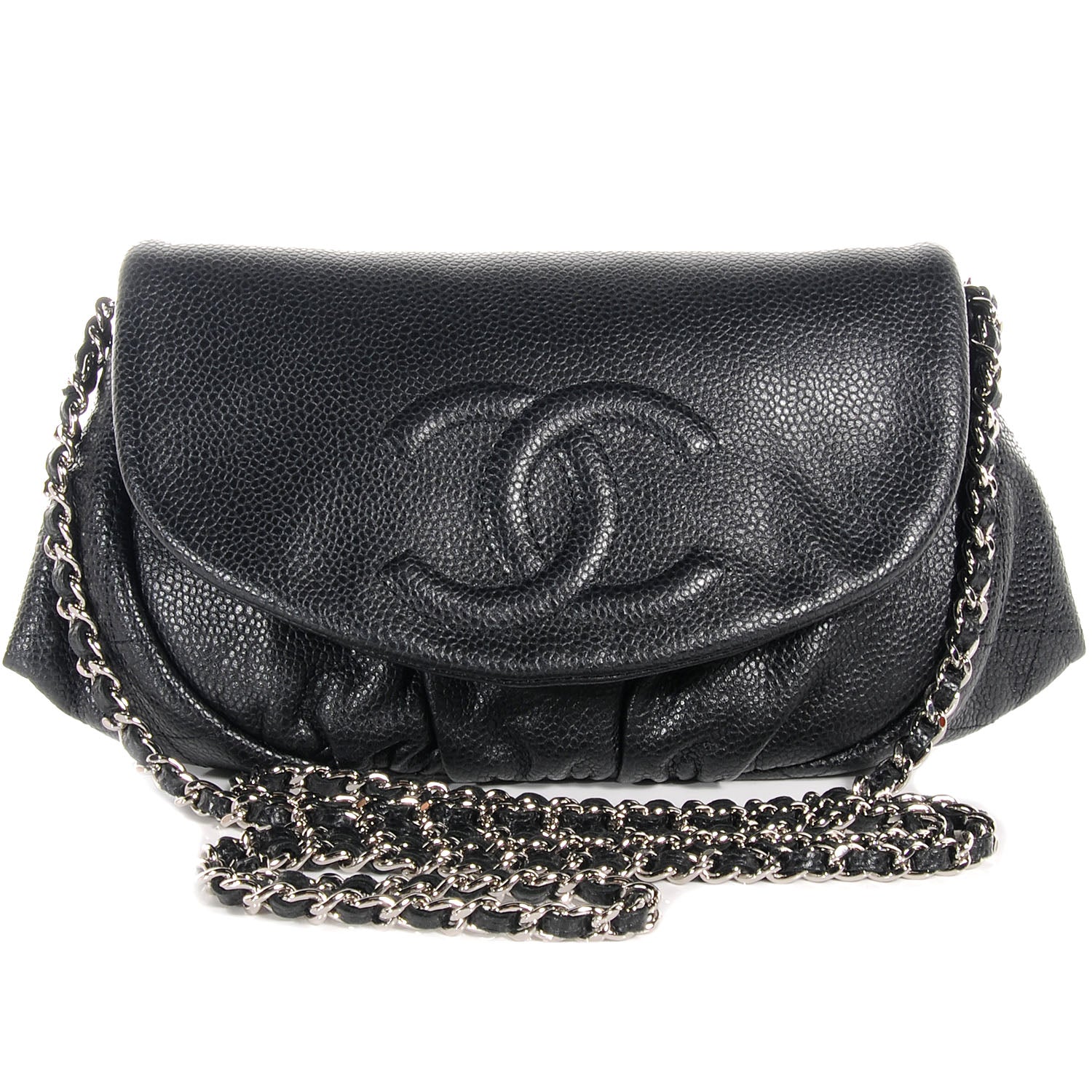 Chanel Caviar Half Moon Wallet On Chain WOC Black 1 of 8