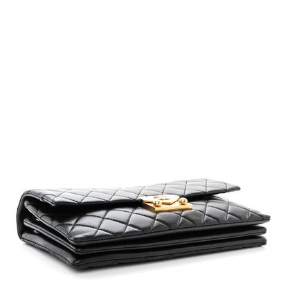 Chanel Lambskin Quilted 3 Pocket Accordion Flap Black 4 of 10
