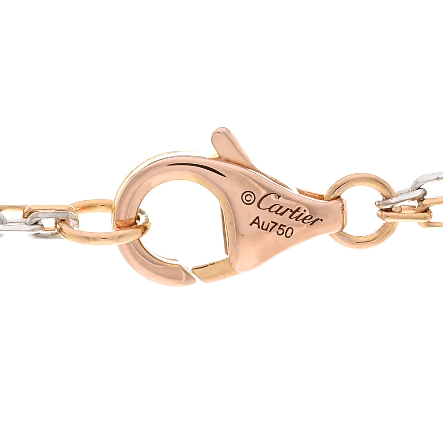 18K White Pink Gold Diamond Three Ring LOVE Pendant Necklace