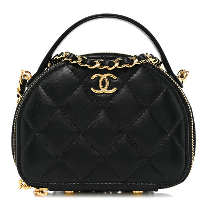 Chanel Lambskin Quilted Mini Chic Riviera Top Handle Vanity Case Black 1 of 9
