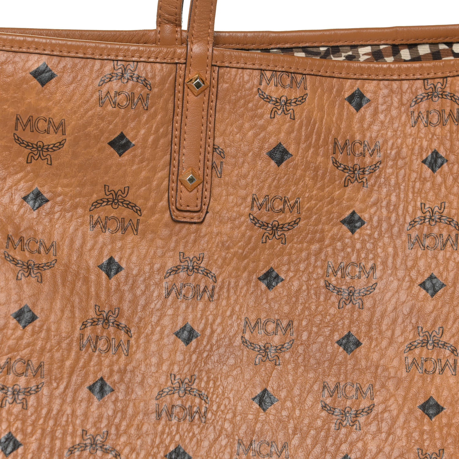 MCM Visetos Medium Liz Reversible Shopper Tote Cognac 9 of 19