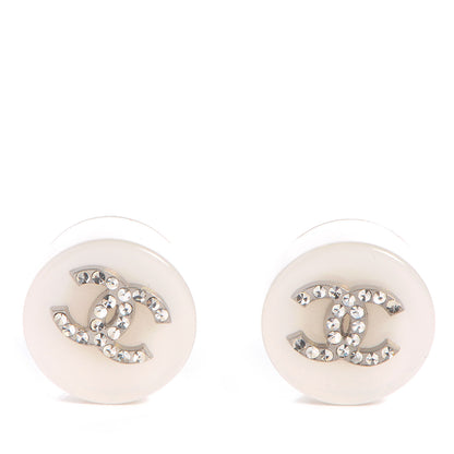 Chanel Resin Crystal CC Earrings White 1 of 5