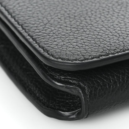 Balenciaga Grained Calfskin Logo Cash Phone Holder Wallet On Chain Black White 7 of 10