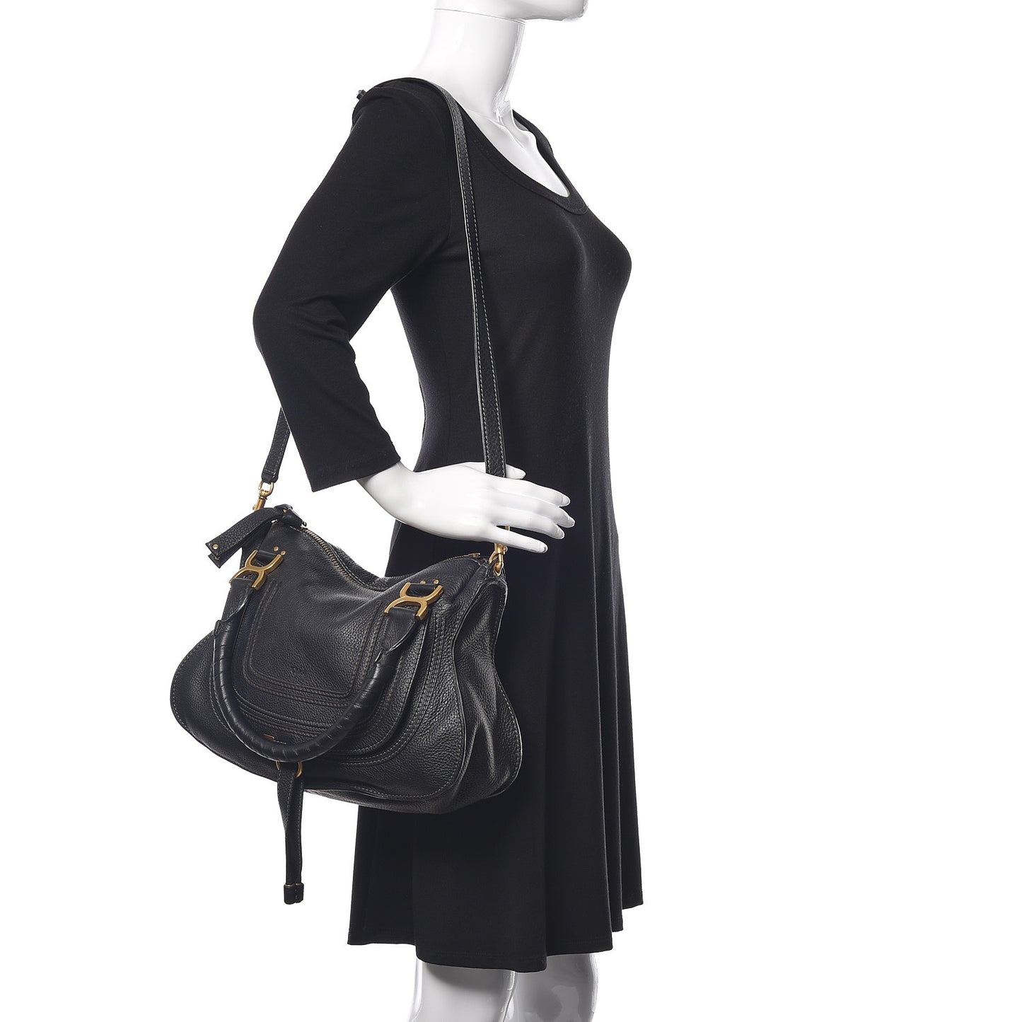 Calfskin Medium Marcie Satchel Black