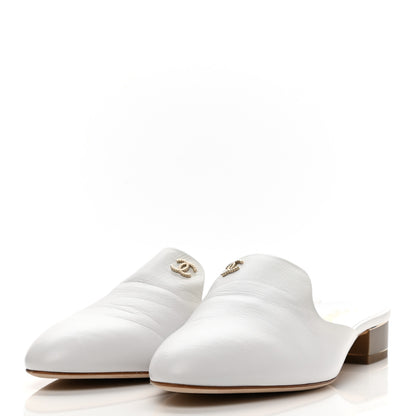 Chanel Lambskin CC Mules 41 White 3 of 9