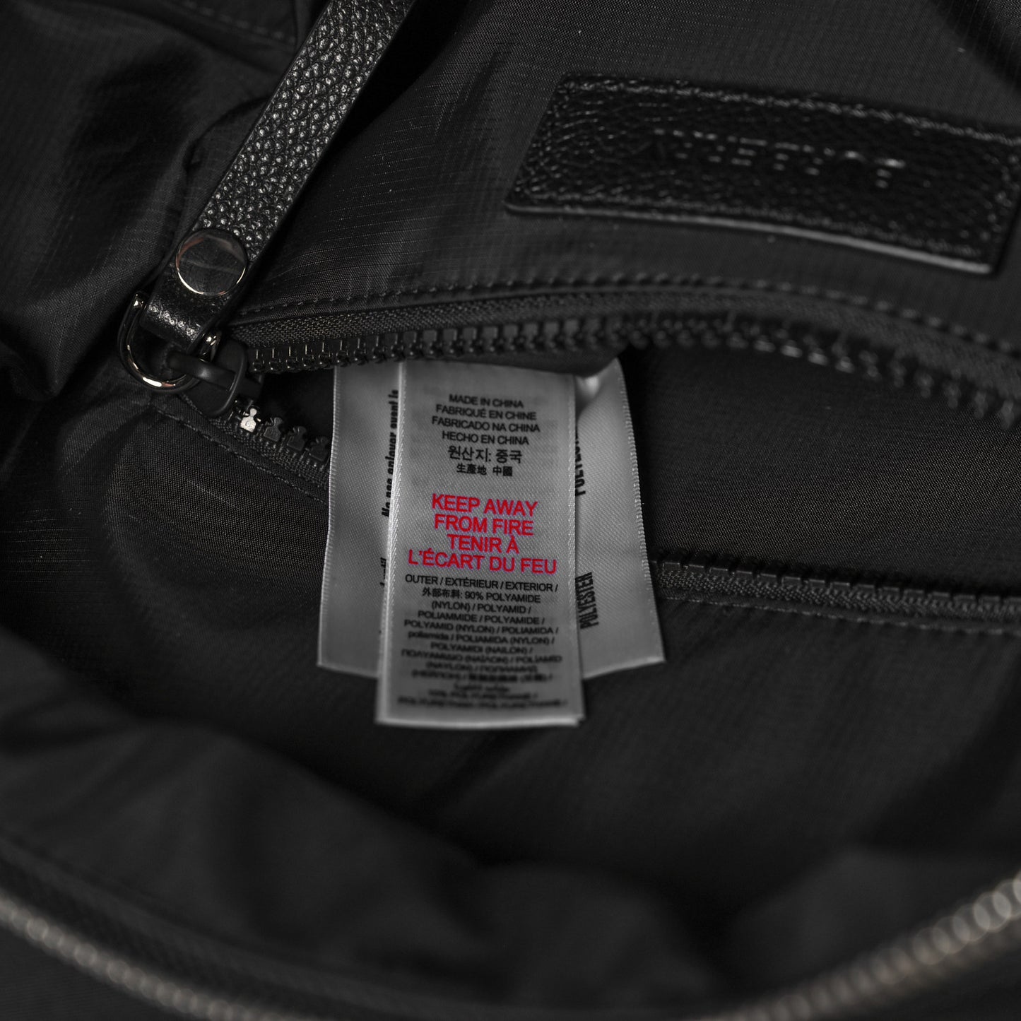 Nylon Logo Print Backpack Black