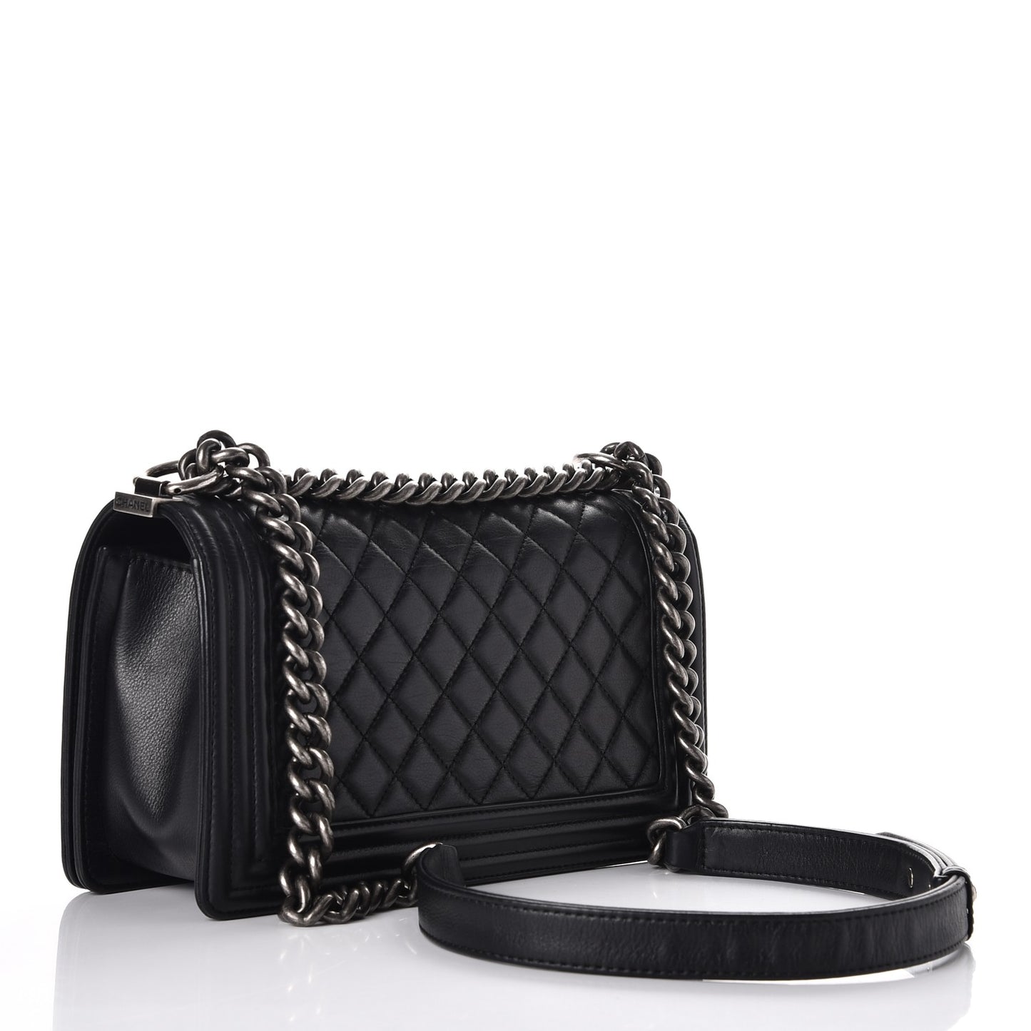Calfskin Quilted Medium Boy Flap Black