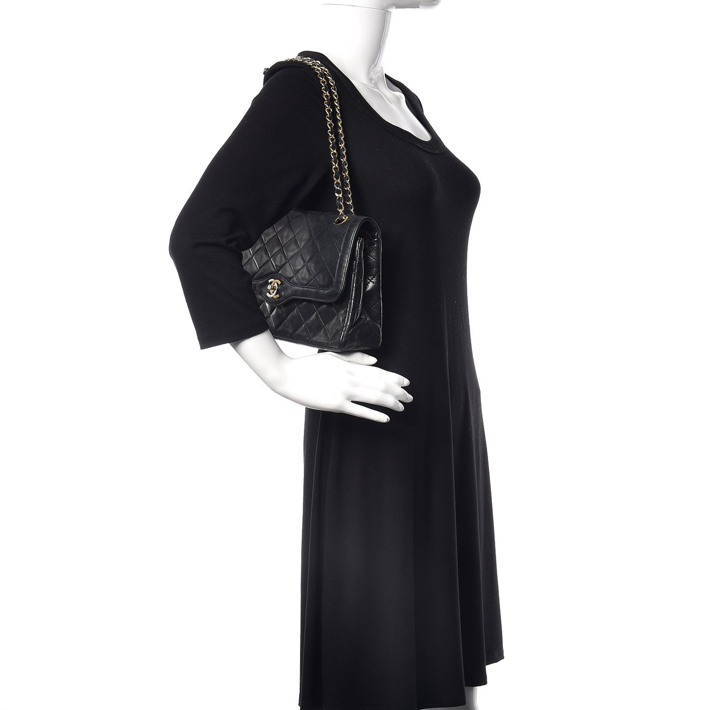 Lambskin Quilted Medium Double Flap Black
