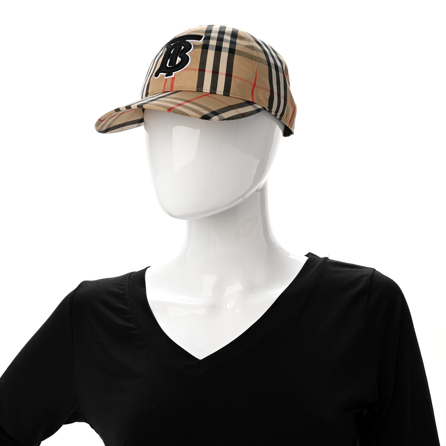 Burberry Cotton Vintage Check Monogram Baseball Hat XS Archive Beige 2 of 8