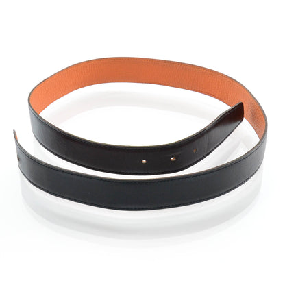 Hermes Box Togo Reversible Belt Strap Noir Orange 85 1 of 5