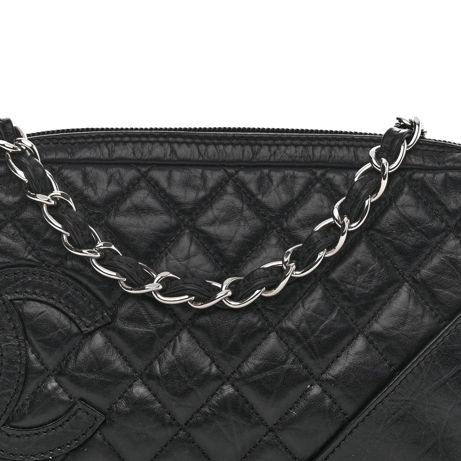 Chanel Aged Calfskin Quilted Cotton Club Pochette Black 9 of 12