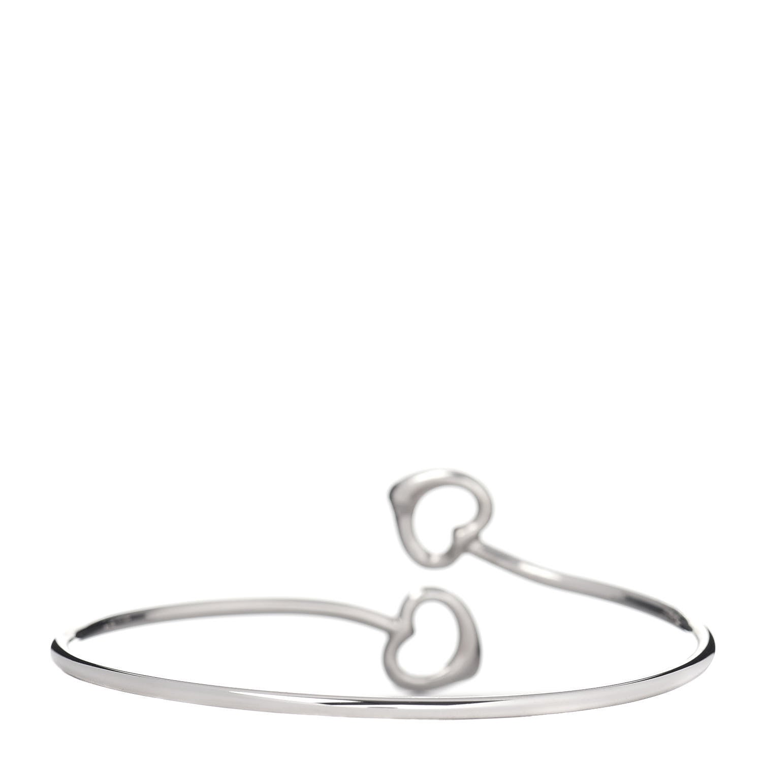 Tiffany Sterling Silver Elsa Peretti Double Open Heart Bangle Bracelet 3 of 4