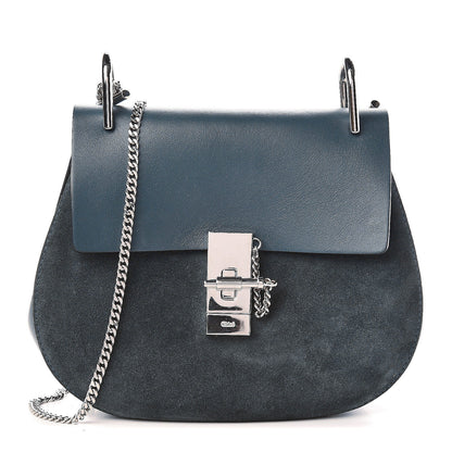 Chloe Suede Smooth Calfskin Mini Drew Shoulder Bag Cloudy Blue 1 of 11