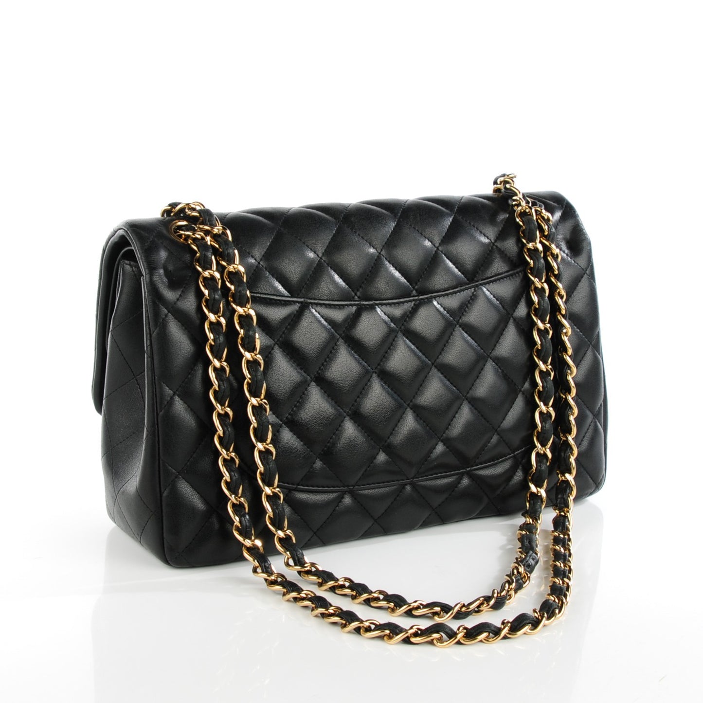 Lambskin Quilted Jumbo Double Flap Black