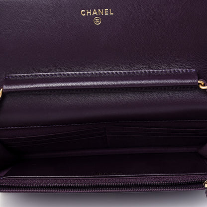 Chanel Lambskin Quilted Boy Wallet On Chain WOC Dark Purple 4 of 4