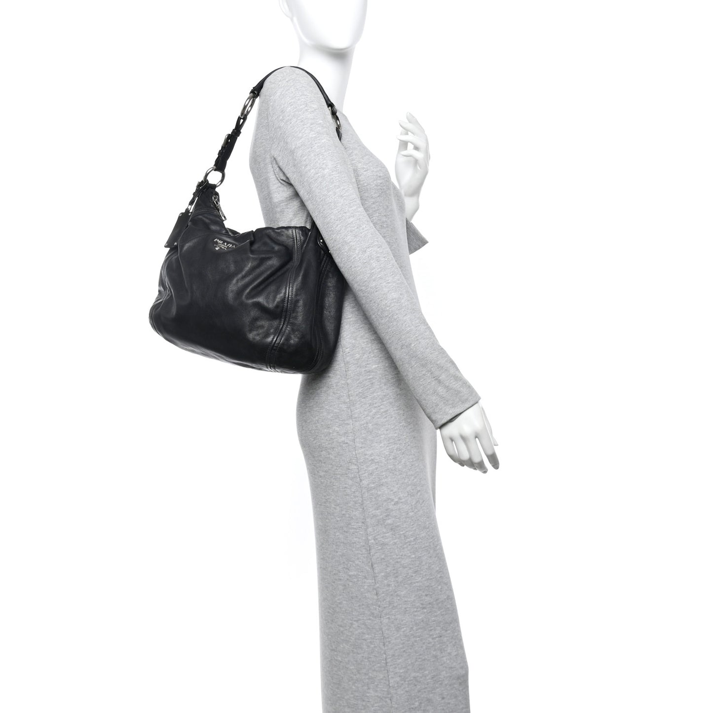 Soft Calf Pleated Hobo Black