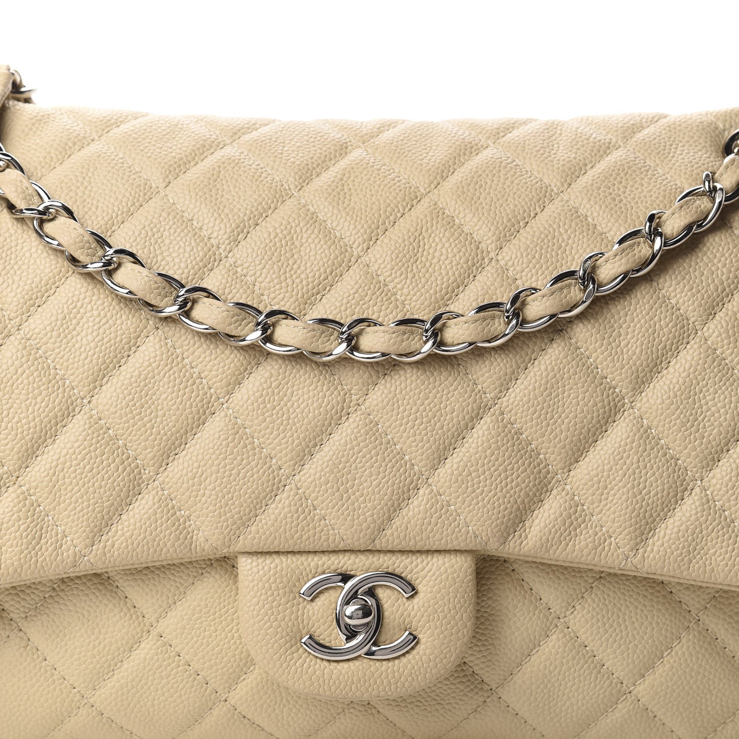 Chanel Caviar Quilted Jumbo Easy Flap Beige 10 of 14