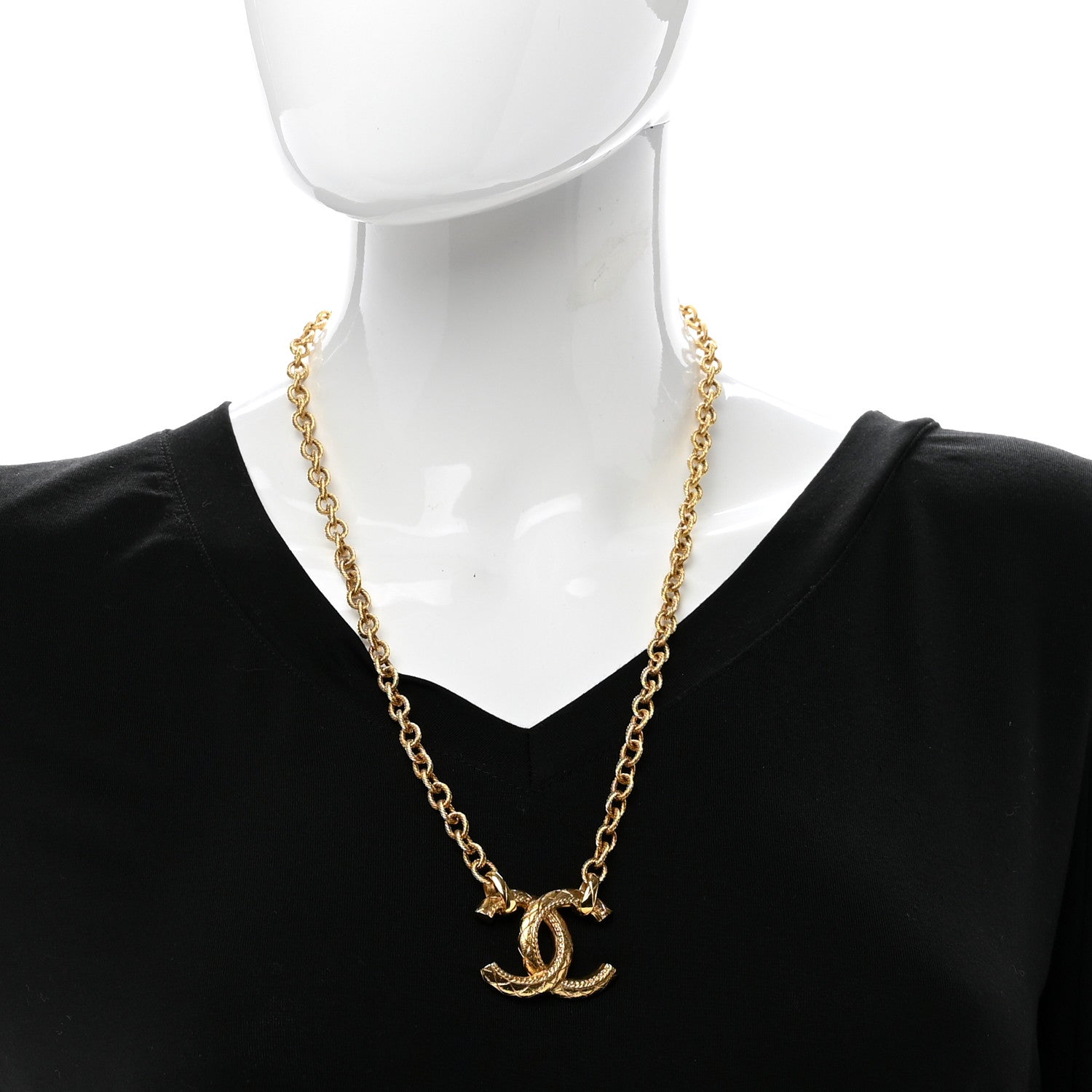 Chanel Metal Quilted CC Necklace Gold 2 of 4