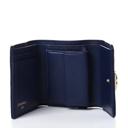 Chanel Caviar Quilted Compact Boy Wallet Blue 5 of 12
