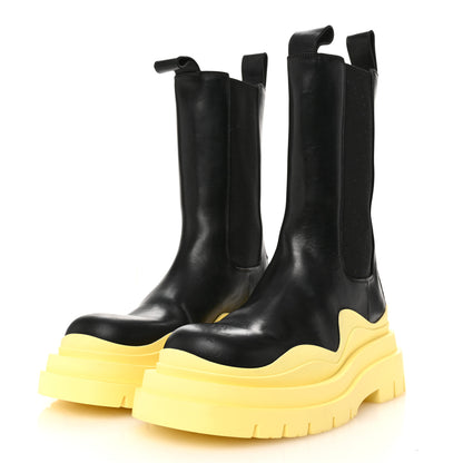 Bottega Veneta Calfskin The Tire Chelsea Boots 37 Black Yellow 4 of 11