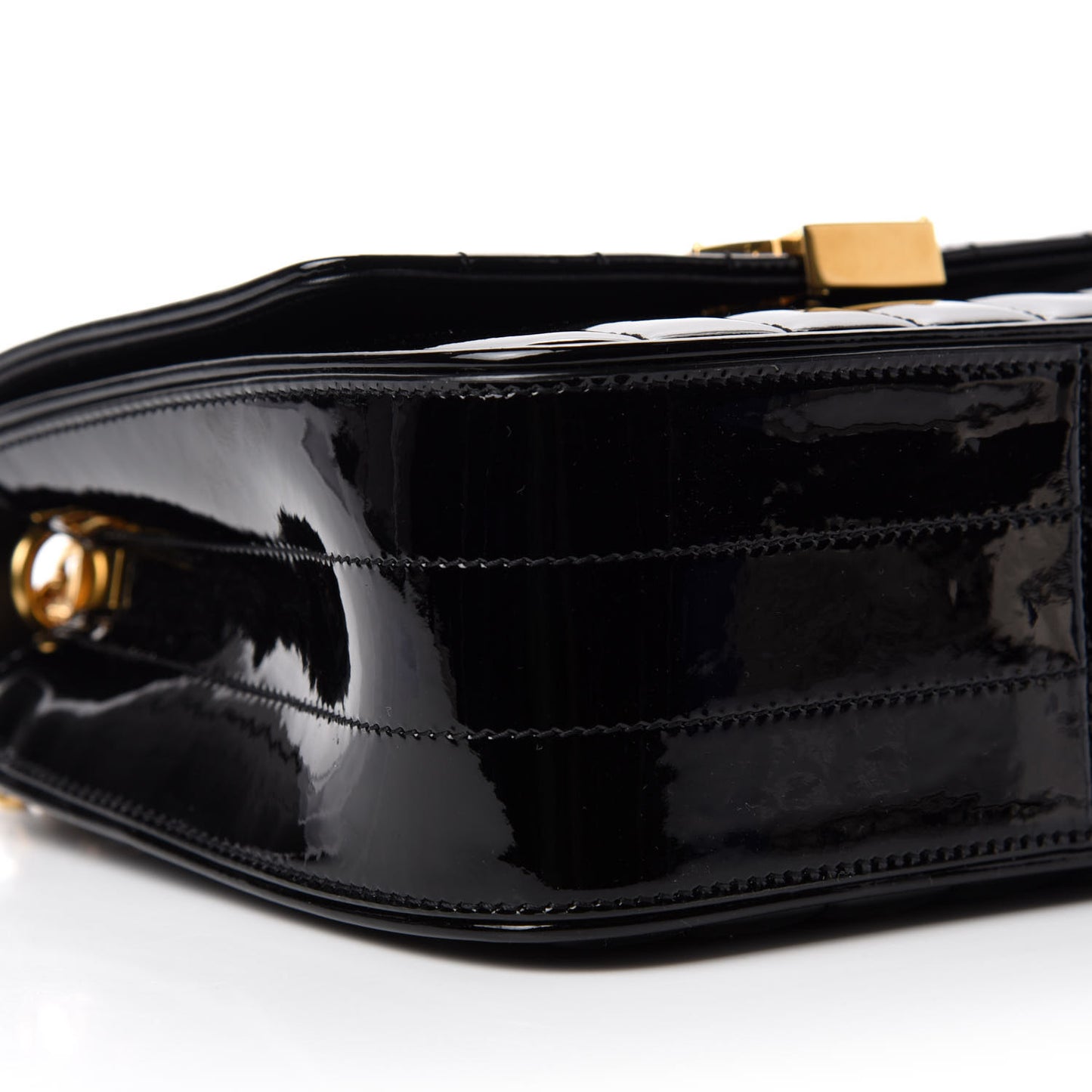 Patent Calfskin Matelasse Monogram Medium Vicky Chain Bag Black