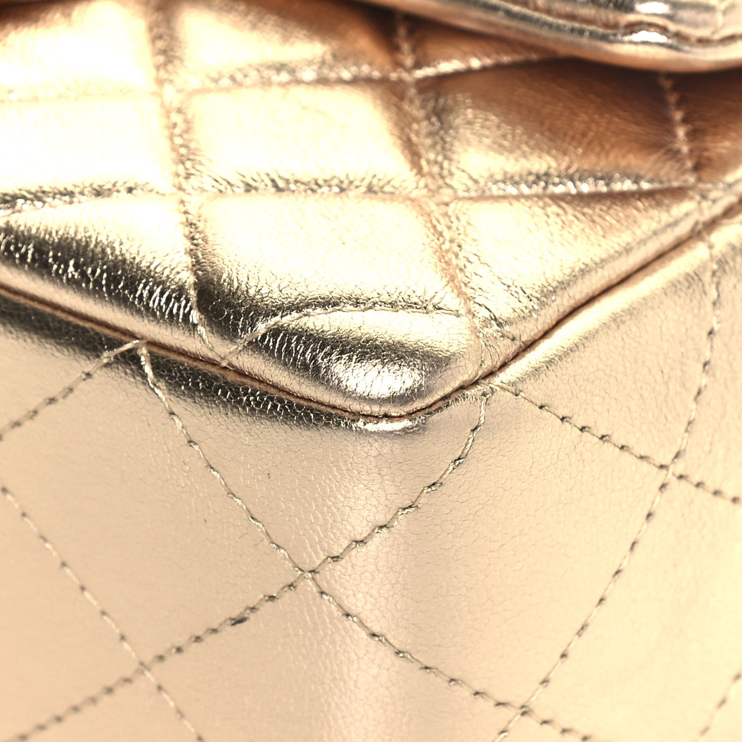 Chanel Metallic Lambskin Quilted Mini Rectangular Flap Gold Black 10 of 14