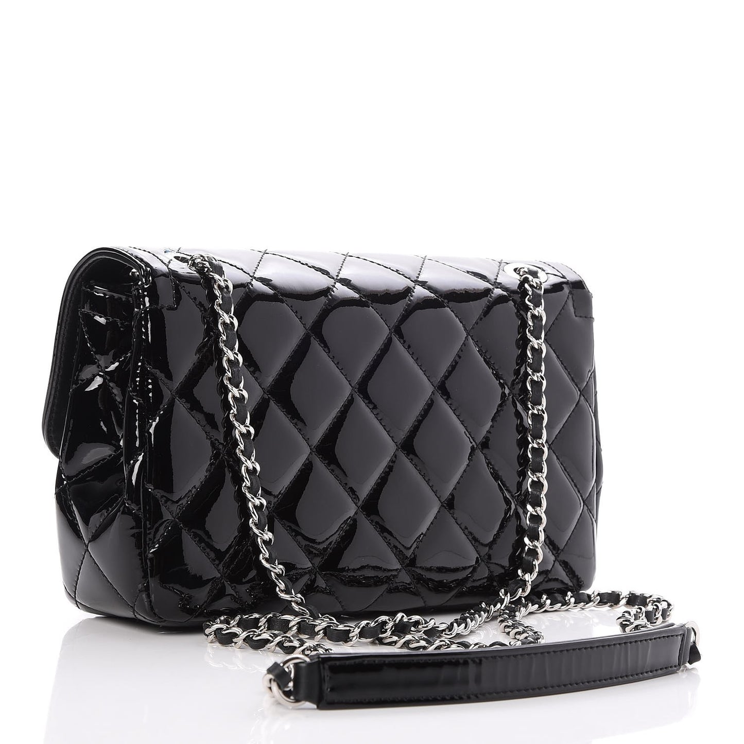 Patent Quilted Small Coco Shine Flap Black