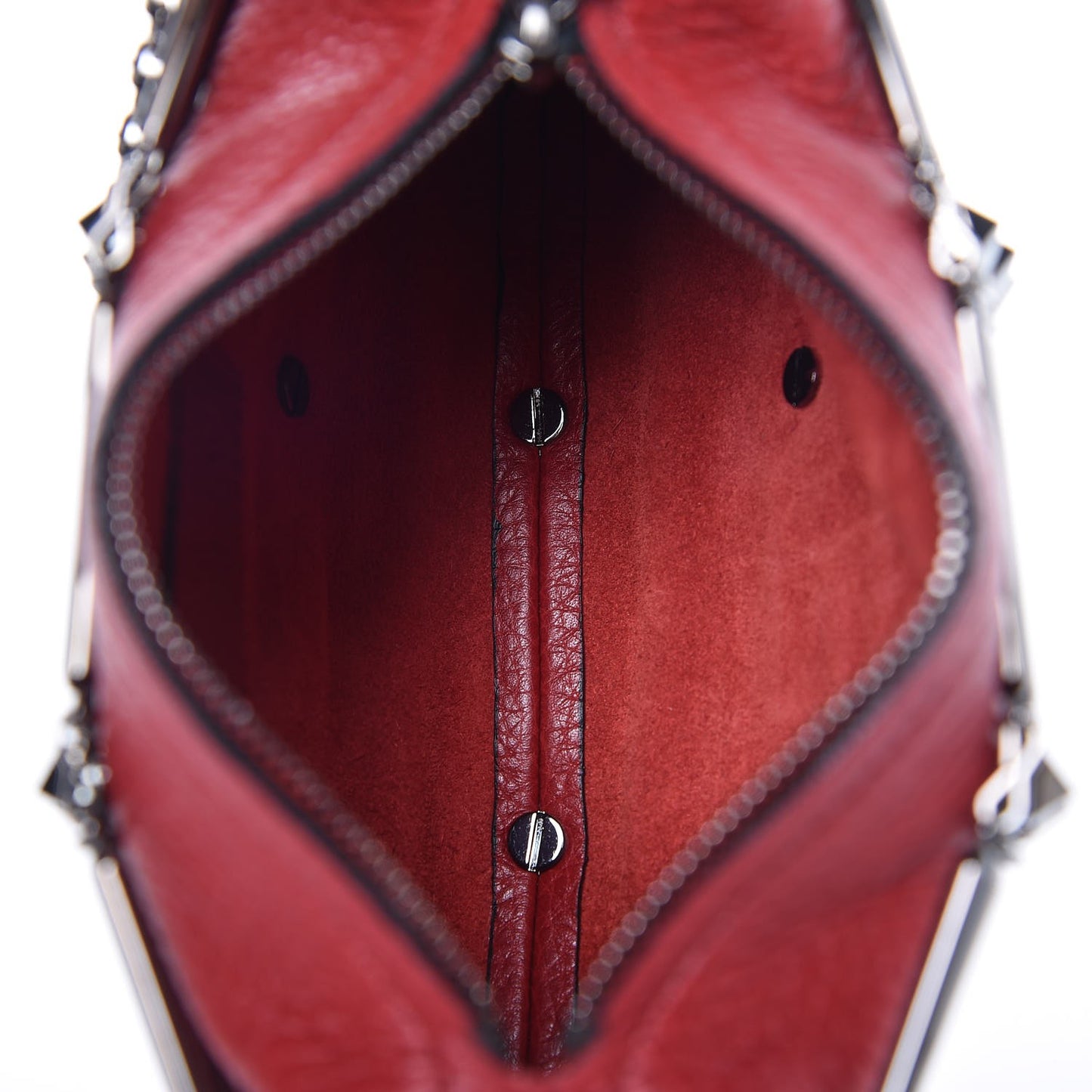 Calfskin Rockstud Caged Crossbody Bag Red