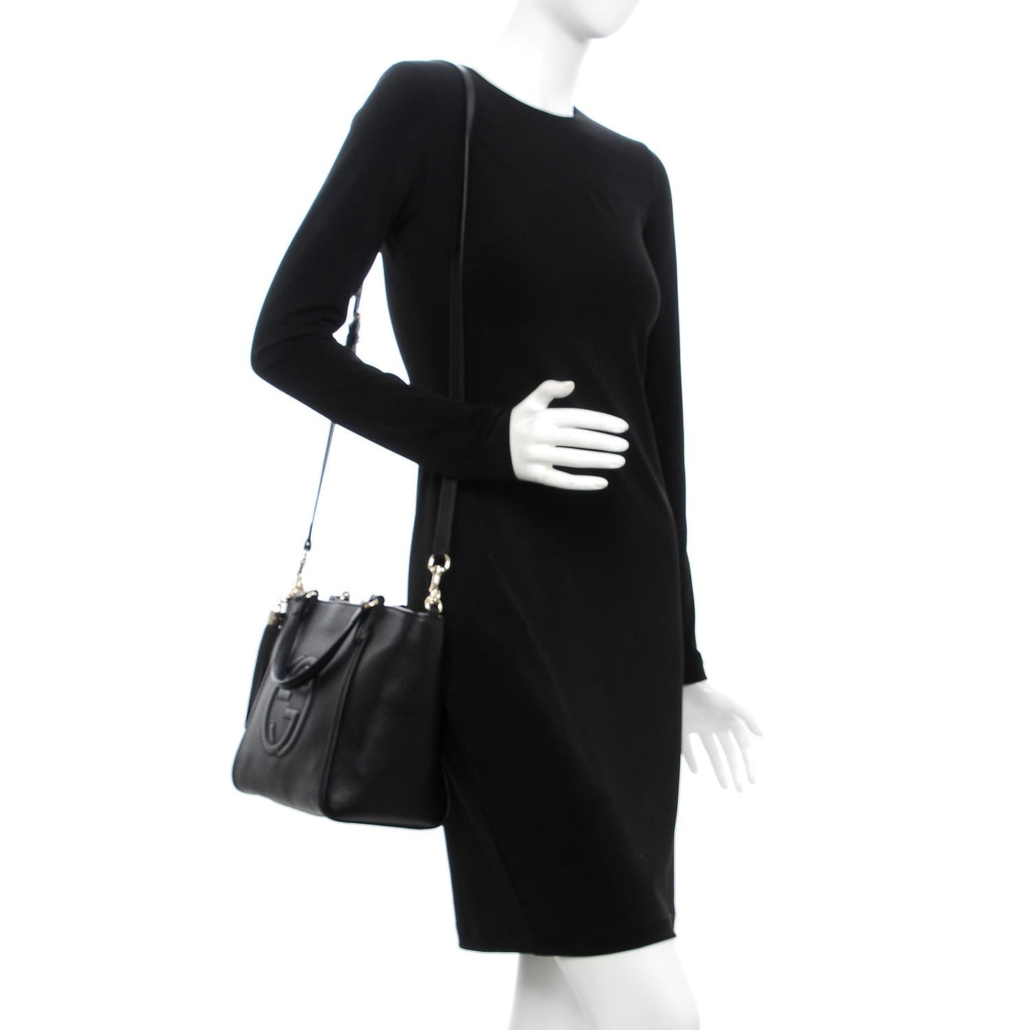 Pebbled Calfskin Small Soho Top Handle Bag Black