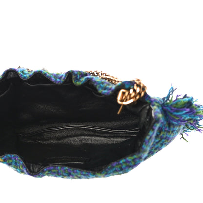 Saint Laurent Tweed Pac Pac Ruched Hobo Violet Vert Turquoise 5 of 9