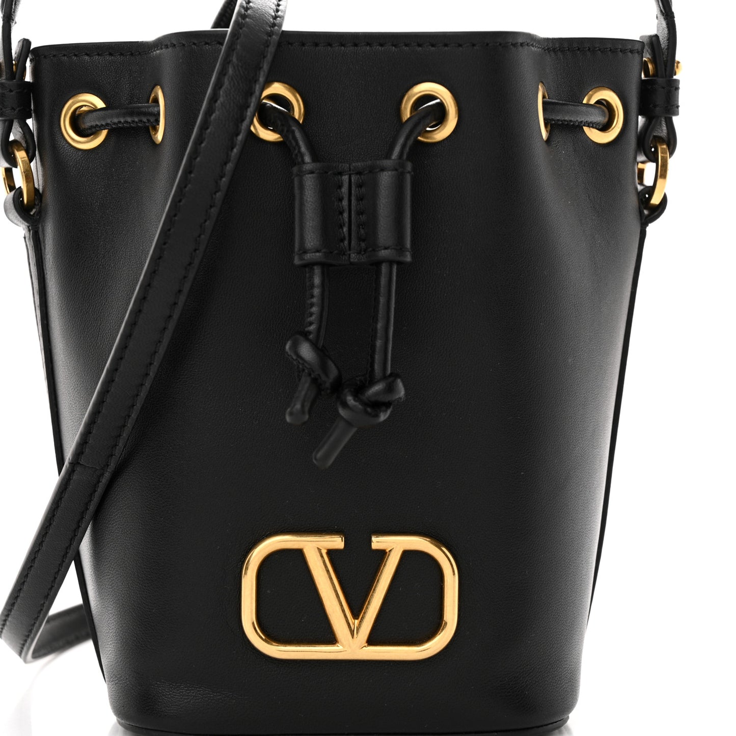 Nappa Mini VLogo Signature Bucket Bag Black