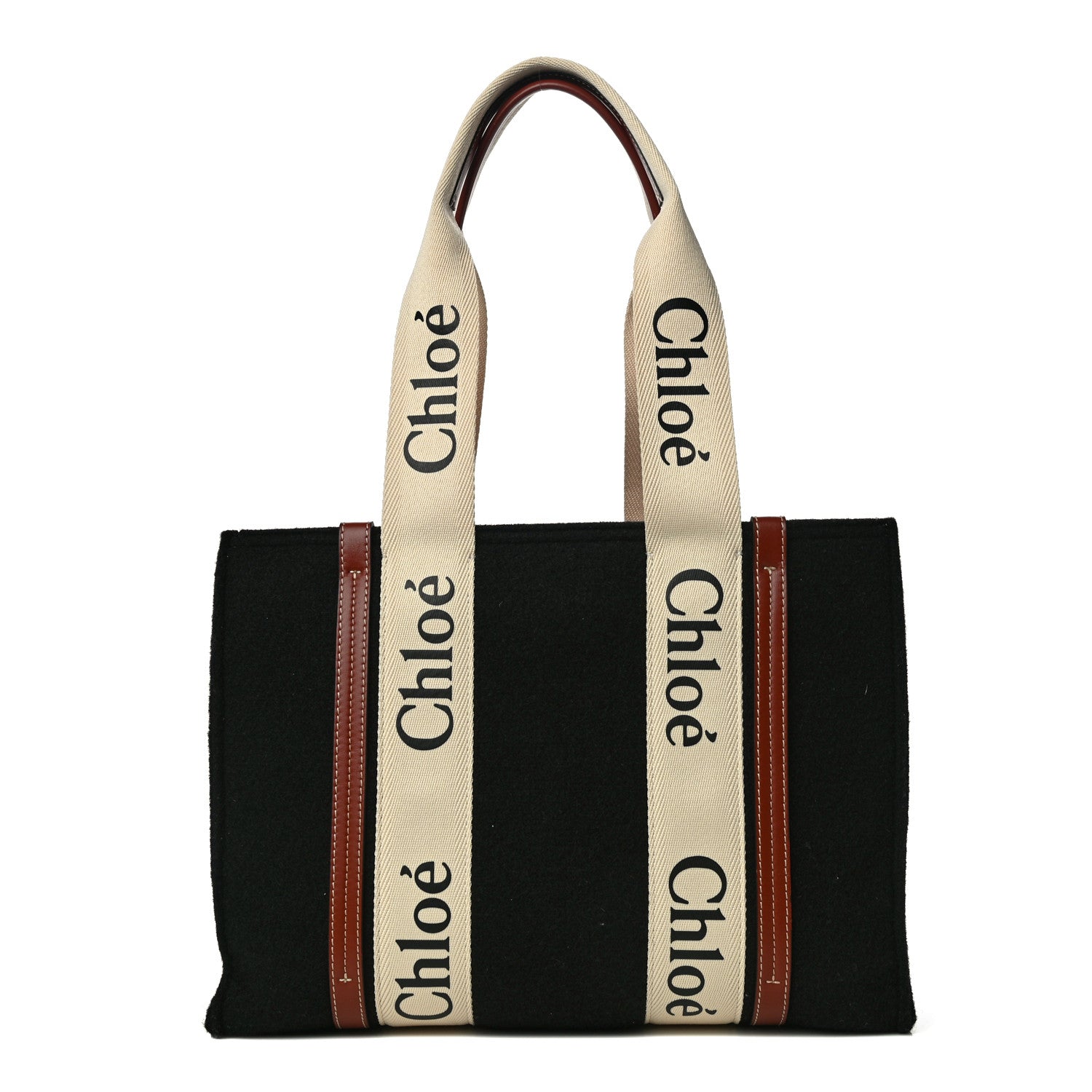 Chloe Felt Calfskin Medium Woody Ribbon Tote Black 1 of 9