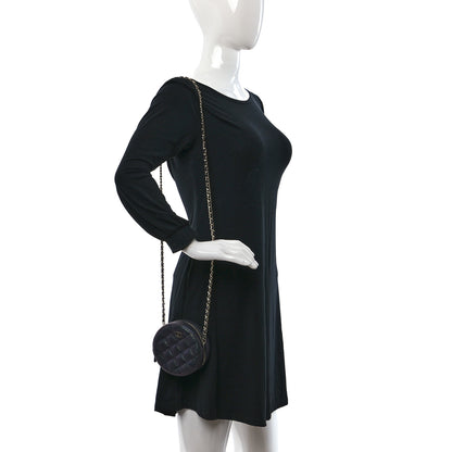 Chanel Iridescent Caviar Quilted Round Clutch With Chain Black 2 of 10