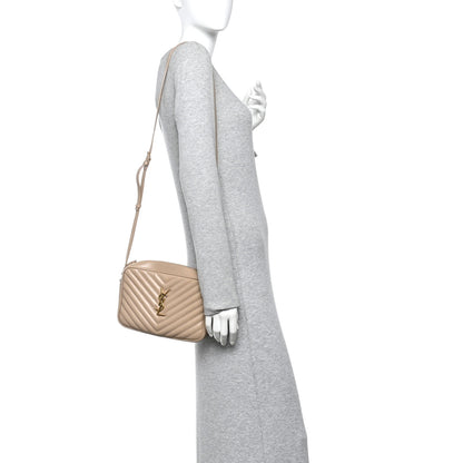 Saint Laurent Calfskin Matelasse Monogram Lou Camera Bag Dark Beige 2 of 9