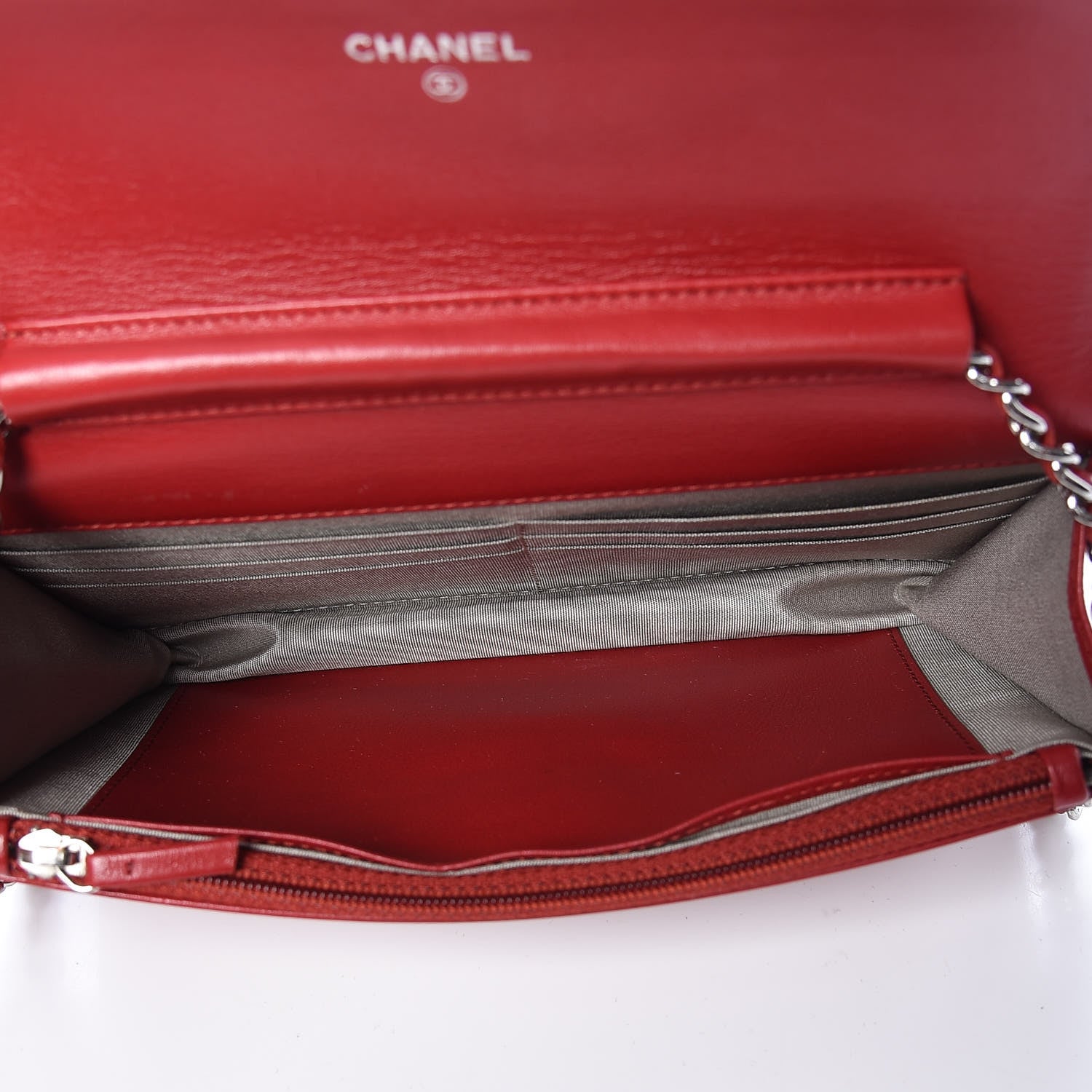 Chanel Caviar Timeless CC Wallet On Chain WOC Red 5 of 10