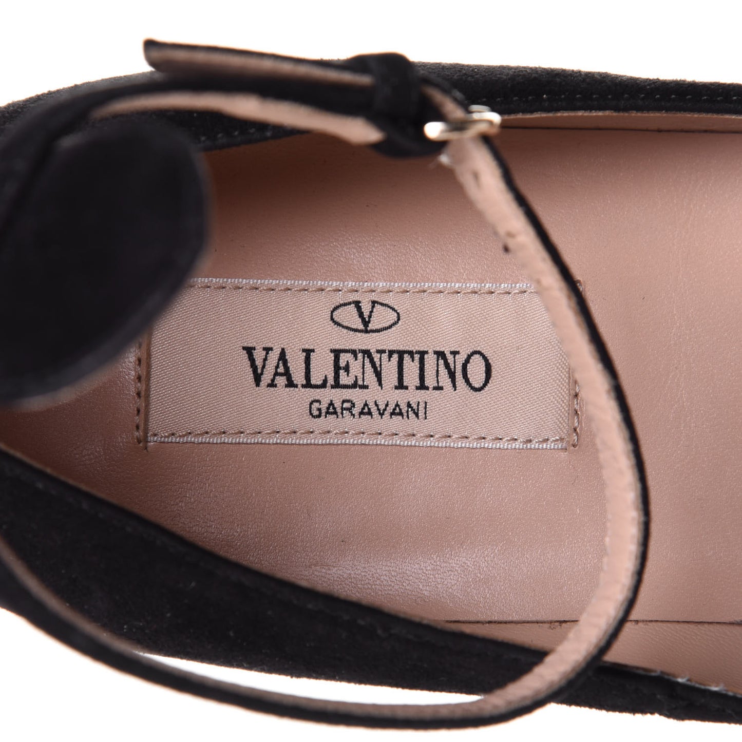Suede Ankle Strap Ballerina Flats 38 Black